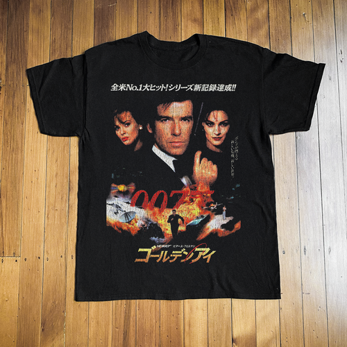 Japanese Goldeneye black T-shirt by Parallel featuring a stylish graphic design on the front.