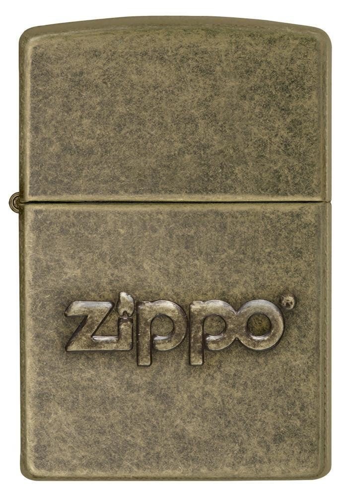 Zippo Stamped Logo, Antique Brass Lighter #28994