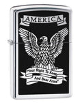 Zippo Eagle Right to Bear Arms, High Polish Chrome Lighter #28290
