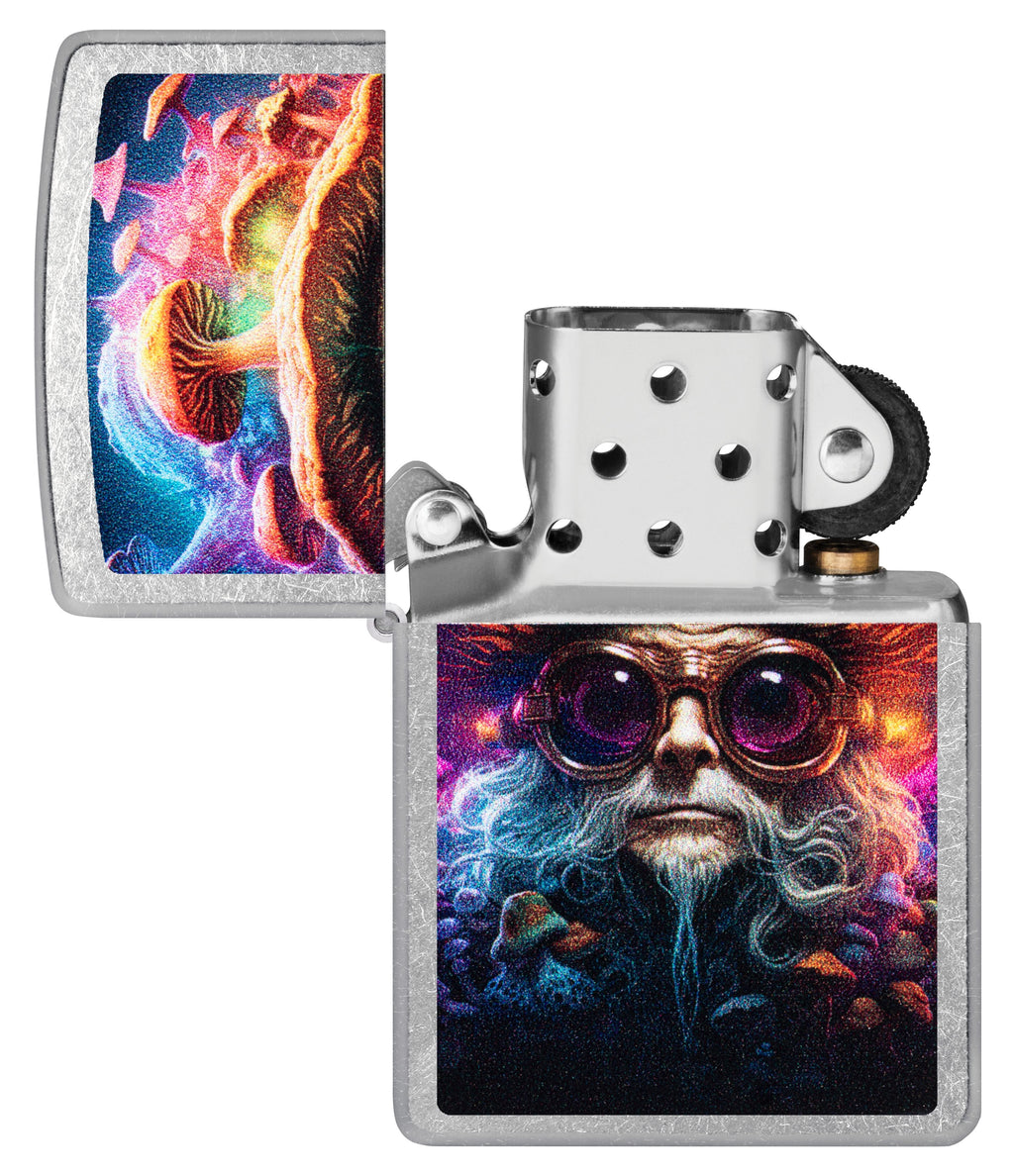 Zippo Psychedelic Mushroom Wizard, Street Chrome Lighter #47184
