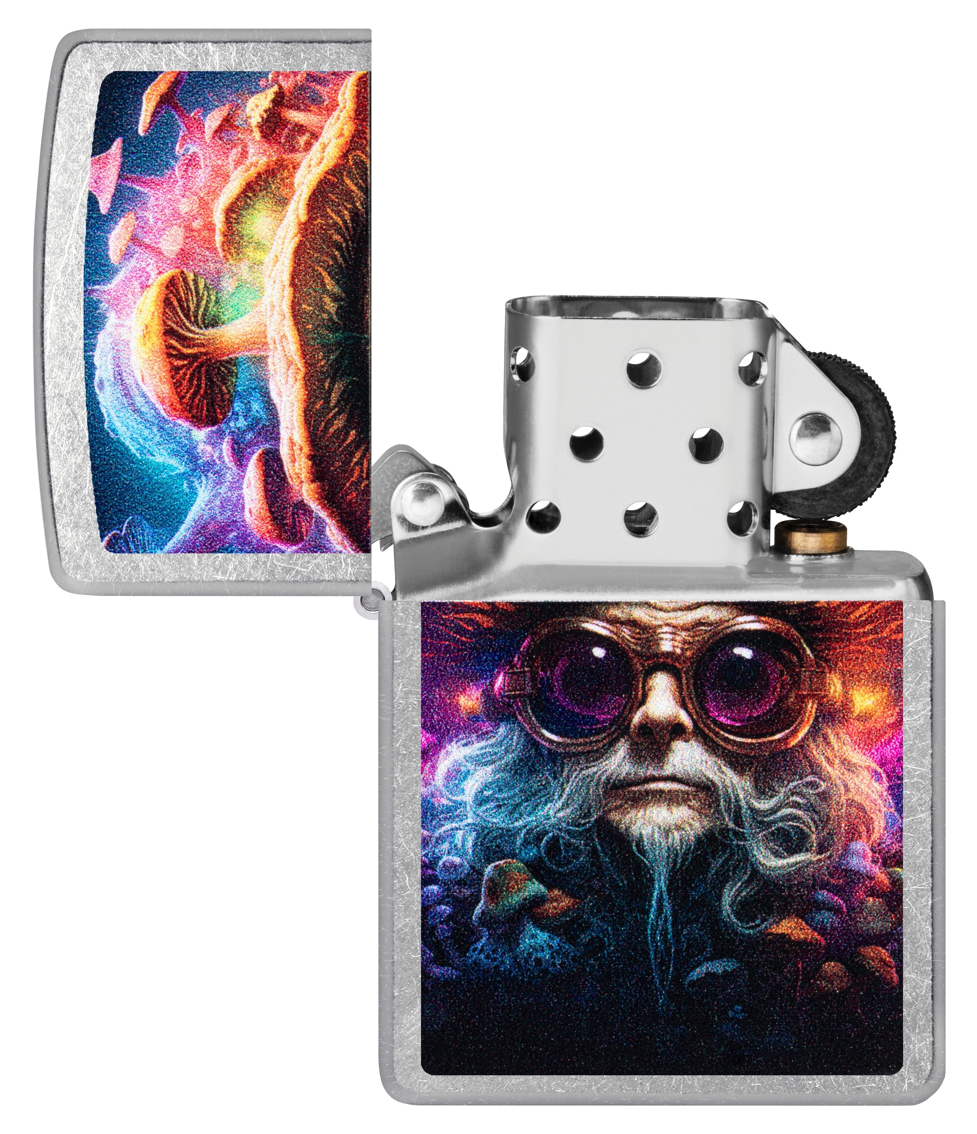 Zippo Psychedelic Mushroom Wizard, Street Chrome Lighter #47184