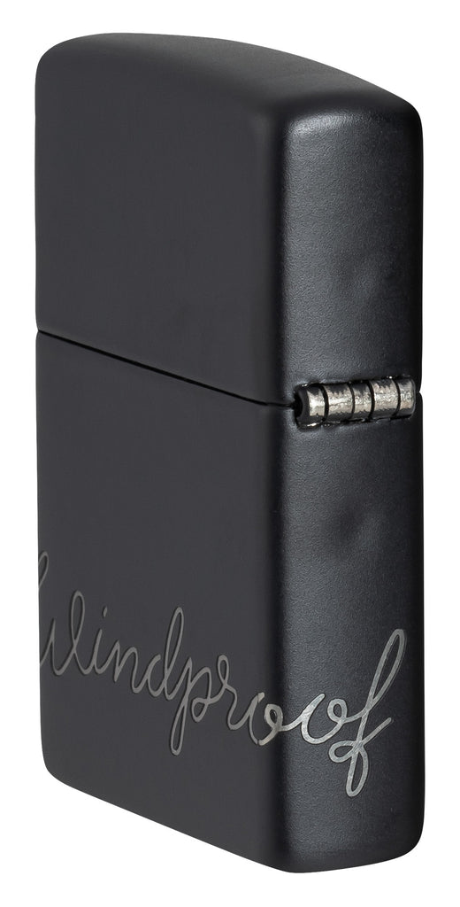 Zippo Script, Black Matte Lighter #48979