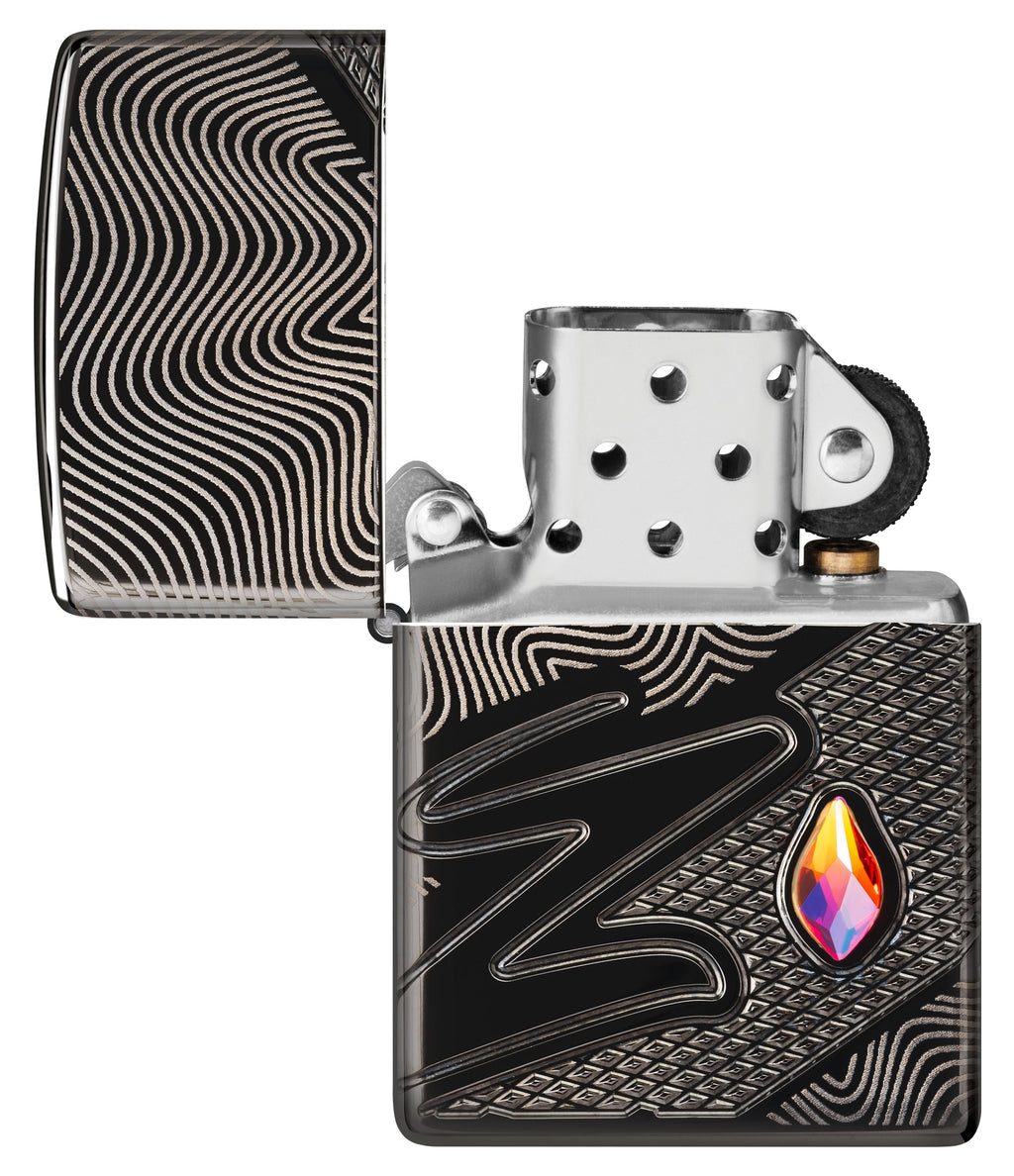 Zippo Armor Z Crystal, High Polish Black Lighter #46928