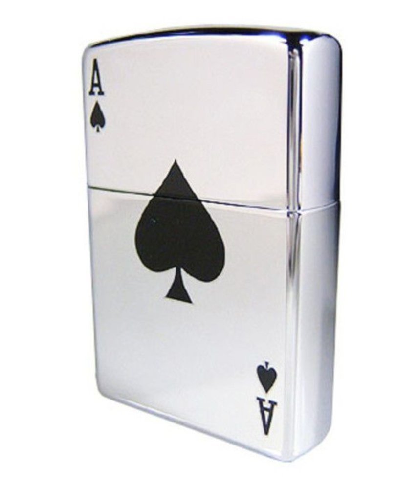 Zippo Lucky Ace Of Spades, High Polish Chrome Lighter #24011