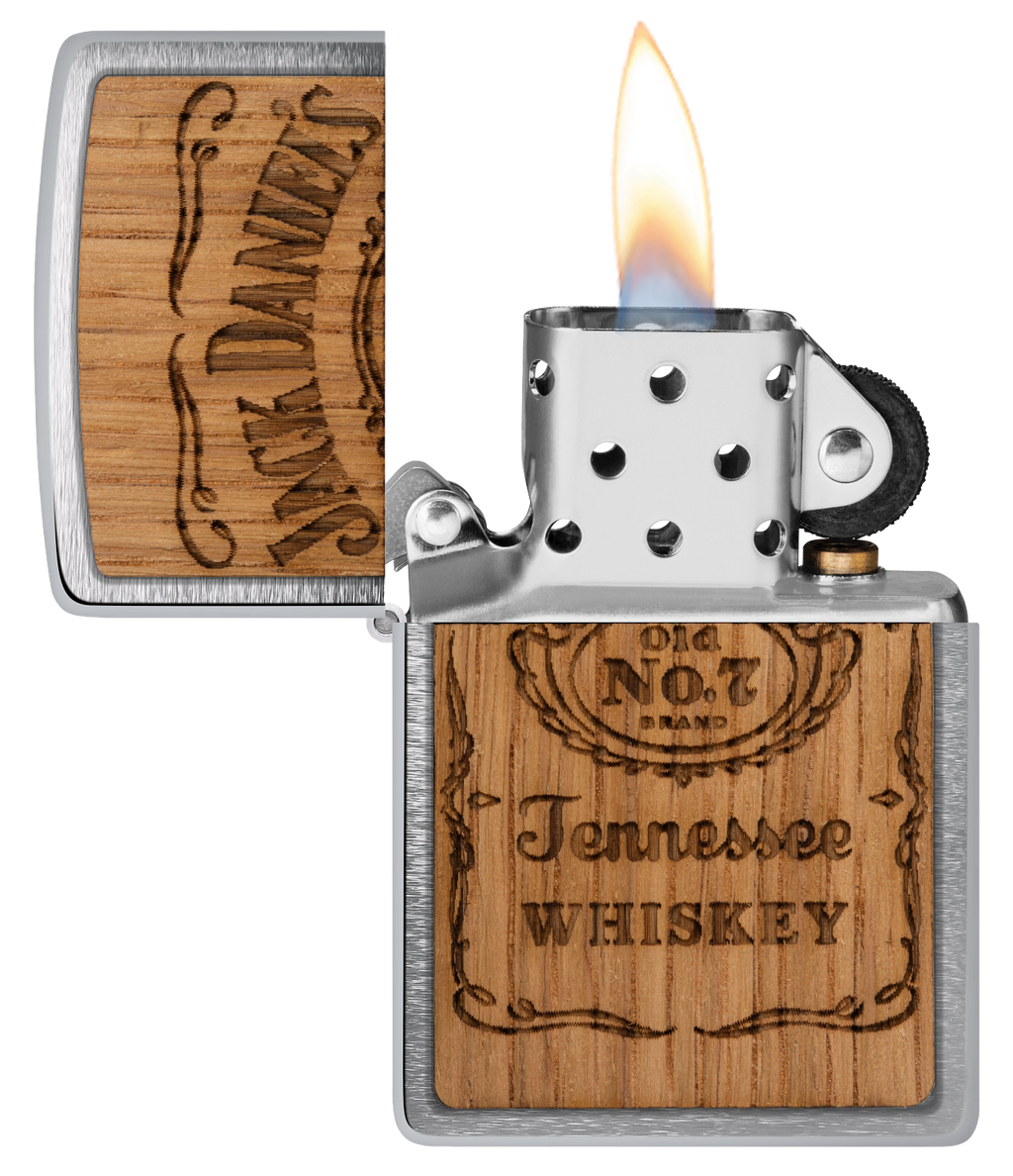 Zippo WOODCHUCK USA Jack Daniels Tennesse Whiskey, Brushed Chrome Lighter #48392