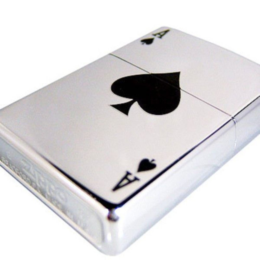 Zippo Lucky Ace Of Spades, High Polish Chrome Lighter #24011