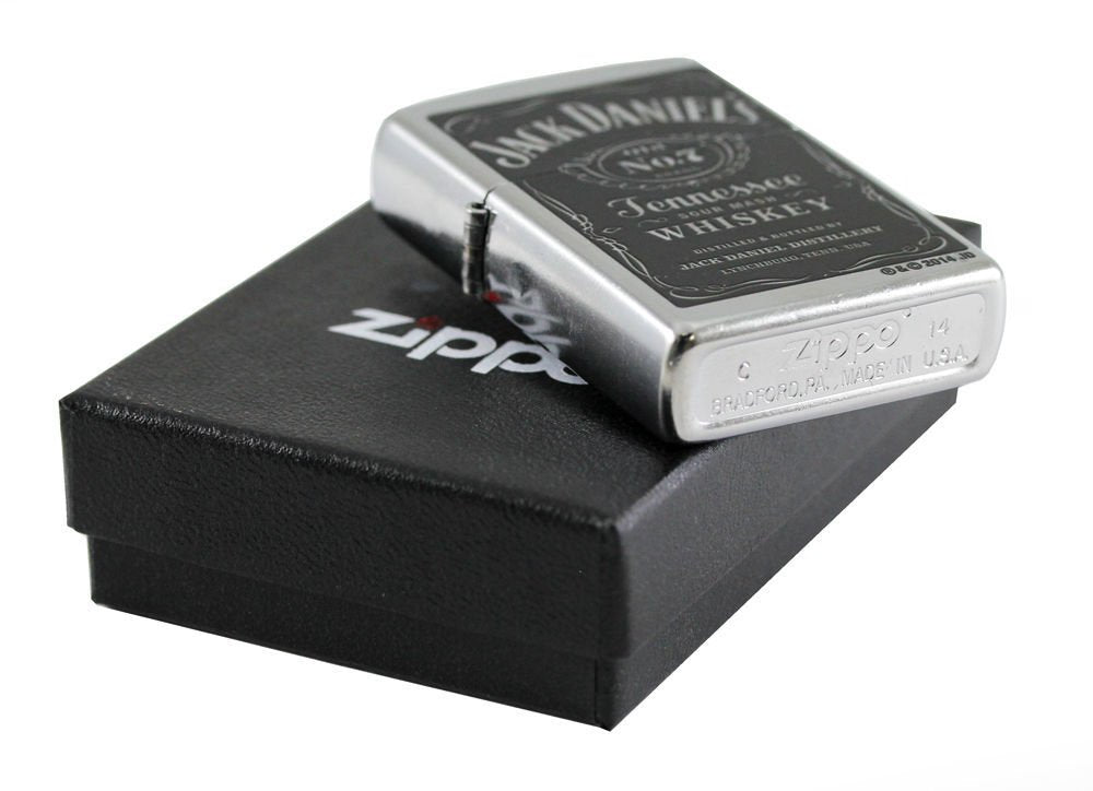 Zippo Jack Daniels Label, Street Chrome Lighter #24779