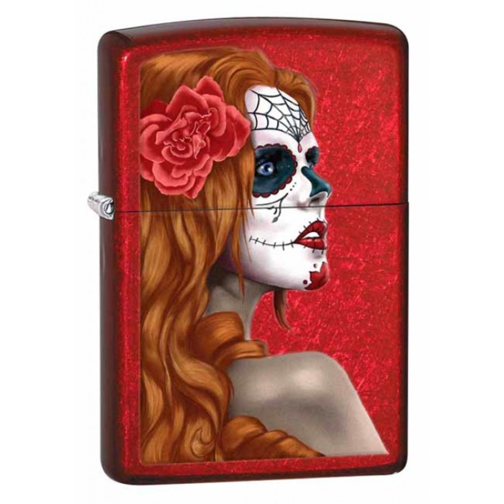 Zippo Day of the Dead Girl, Candy Apple Red Lighter #28830