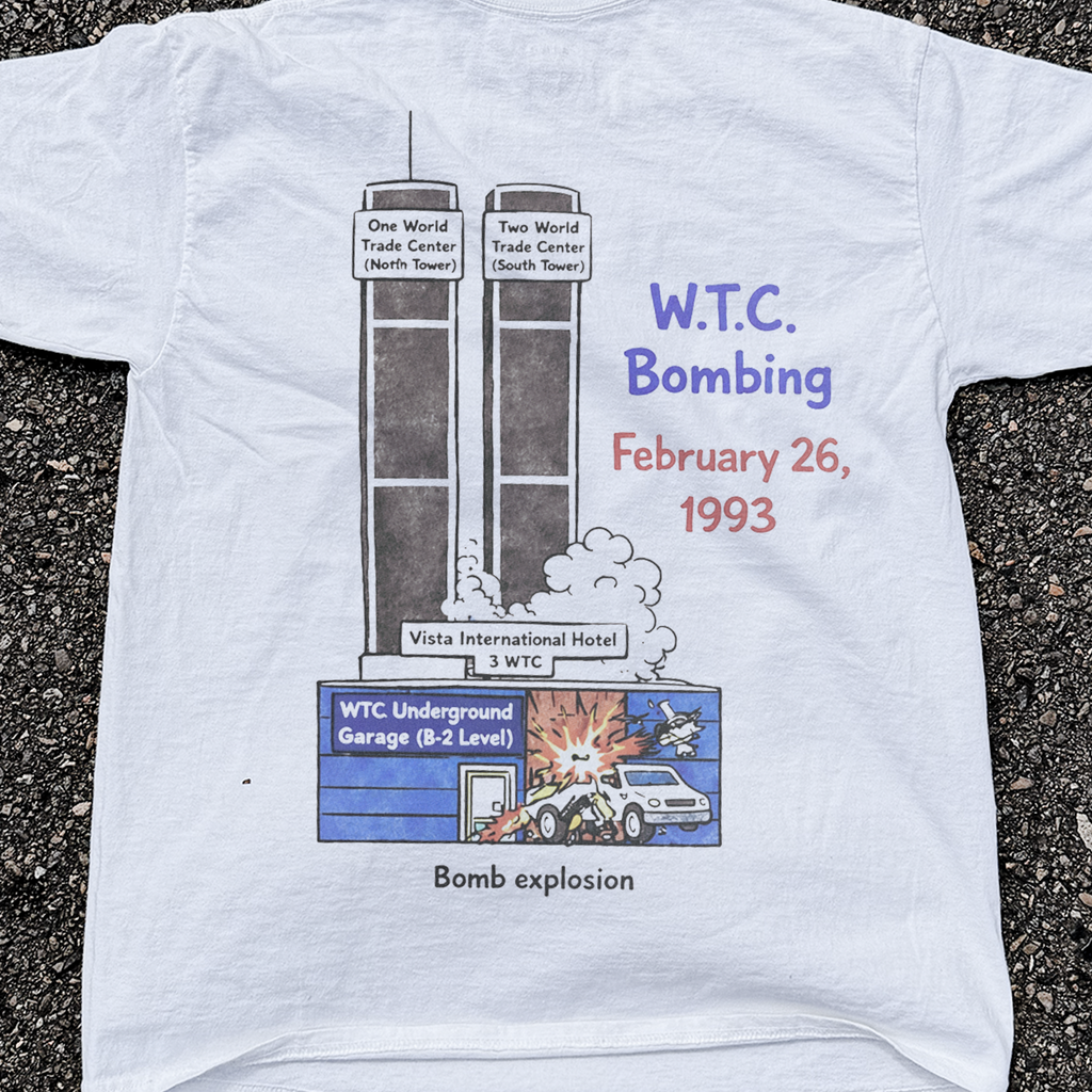 1993 'World Trade Centre' Carpark Bomb Vintage Washed White Tee