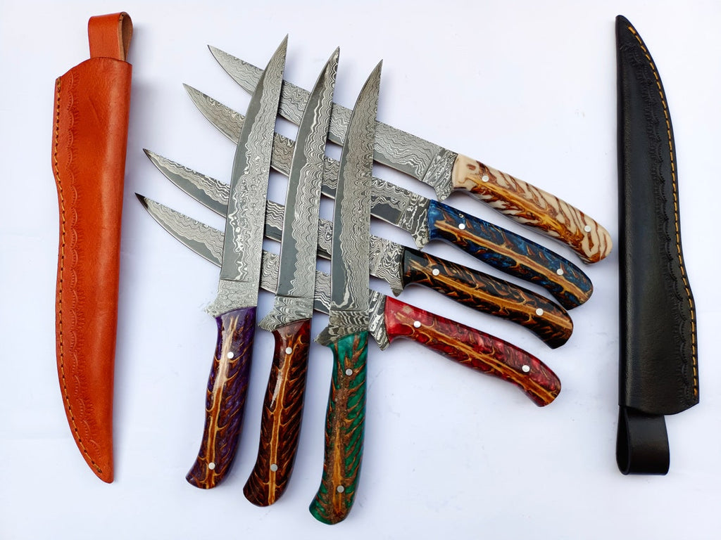 Custom Handmade Damascus Fillet Knife – 8” Razor-Sharp Precision with Resin Handle
