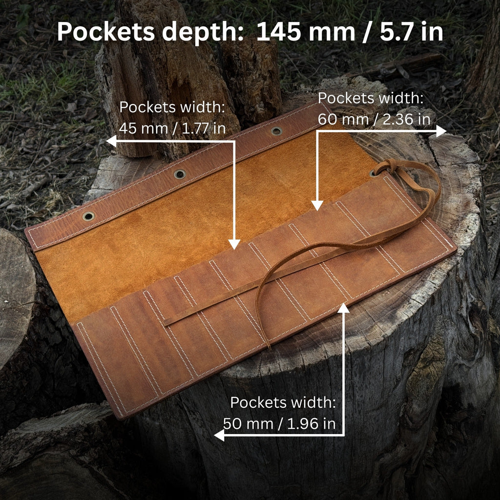 8 Pocket Leather Chisel Roll