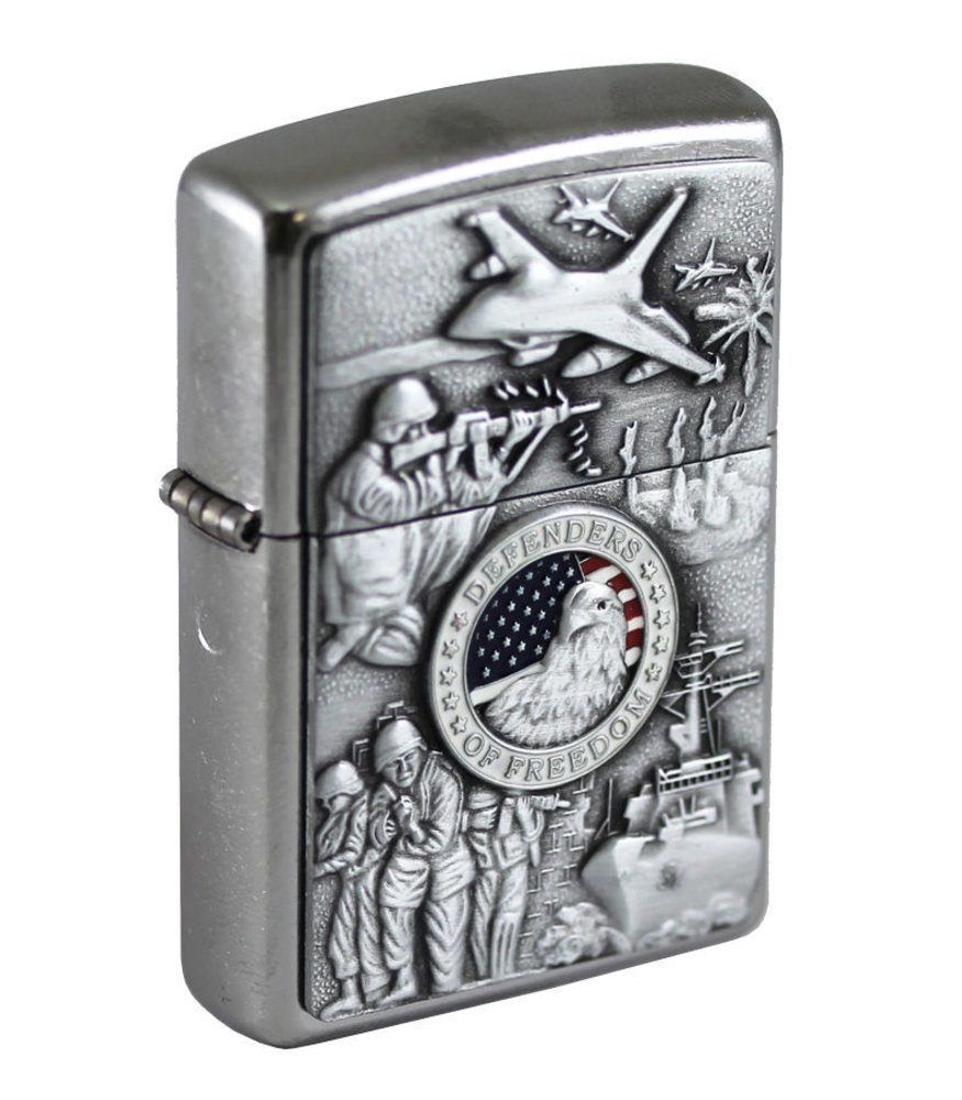 Zippo Joined Forces Military Emblem, Street Chrome Lighter #24457