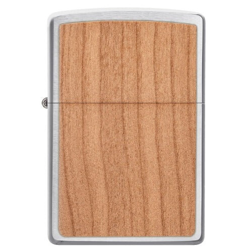 Zippo WOODCHUCK USA Cherry Wood Emblem, Brushed Chrome Lighter #49462