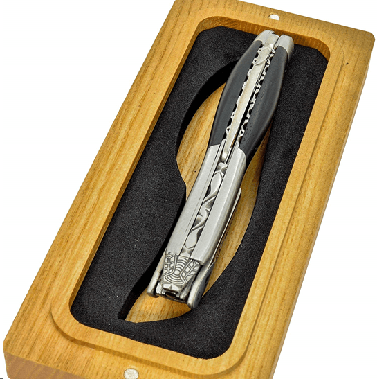 Handcrafted DeLuxe No7 Sommelier Waiter's Corkscrew with Ebony Wood Handle by Laguiole en Aubrac