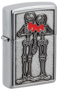 Zippo Romantic Skeleton Emblem, Brushed Chrome Lighter #48688