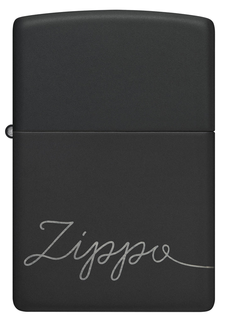 Zippo Script, Black Matte Lighter #48979