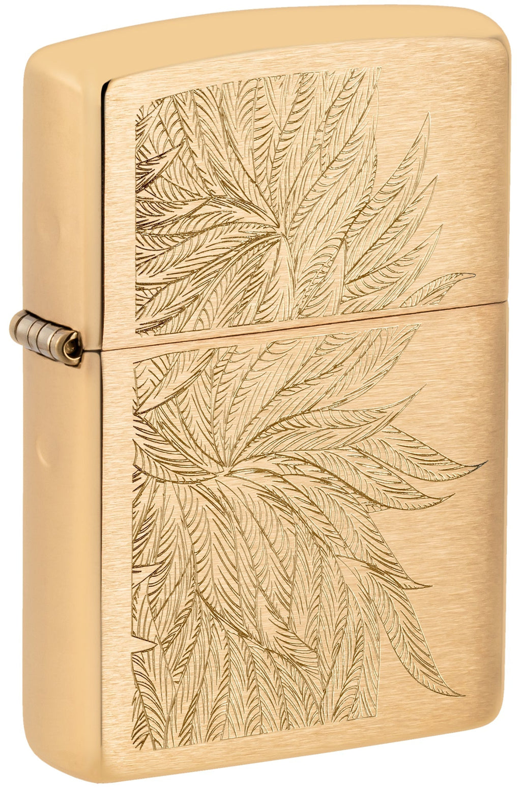 Zippo Lush Leaves, Brushed Brass Lighter #46826