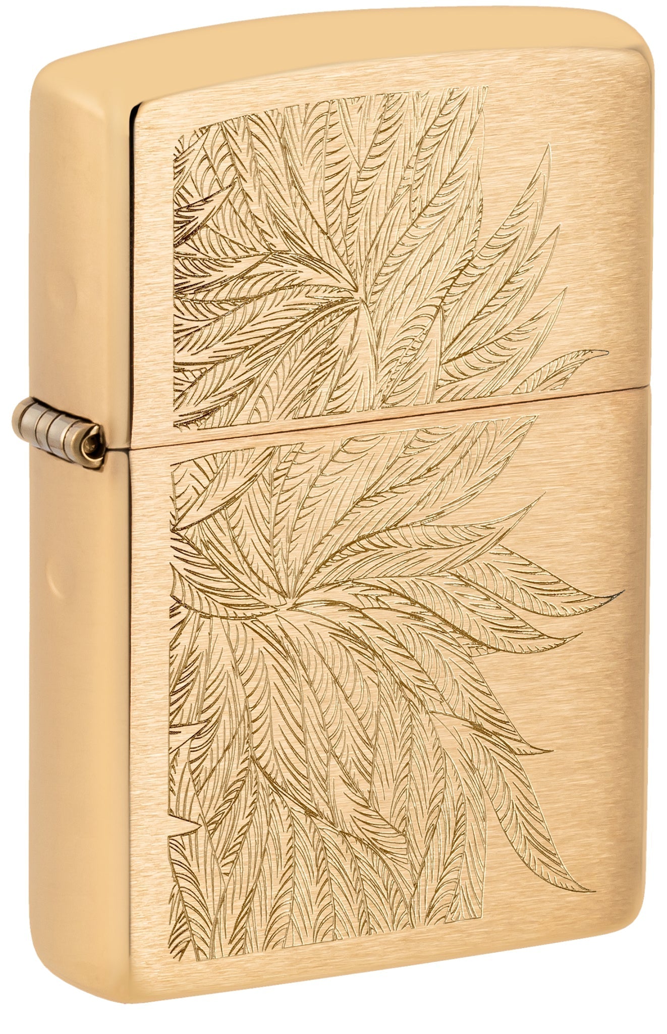 Zippo Lush Leaves, Brushed Brass Lighter #46826
