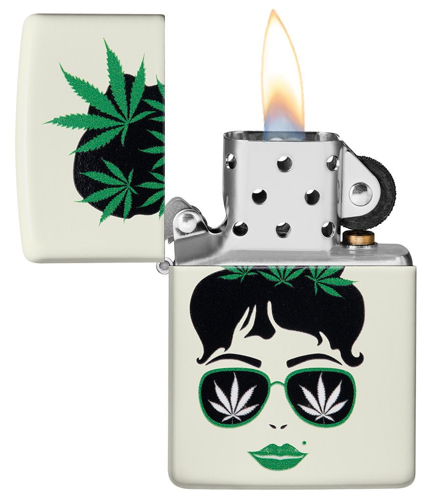 Zippo Cannabis Girl Glow-In-The-Dark Design, Windproof Lighter #49837