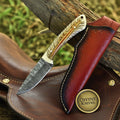 Western White Pinecone Cowboy Knife with Leather Sheath