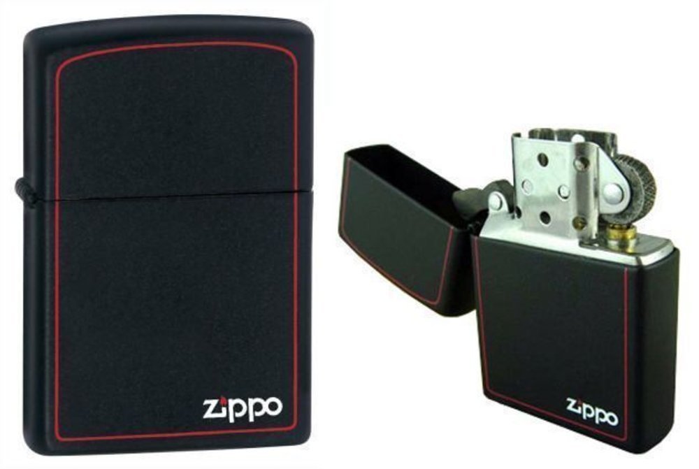 Zippo Red Border, Black Matte Lighter #218ZB