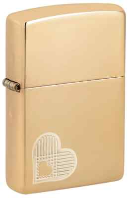 Zippo Heart Love and Peace, High Polish Brass Lighter #46281