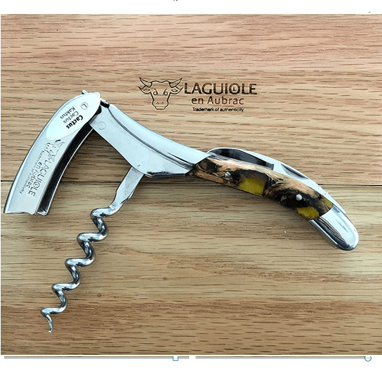 Handcrafted Sommelier Waiter's Corkscrew with Cactus Amber Handle by Laguiole en Aubrac