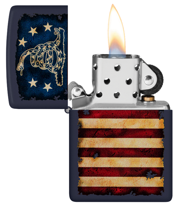 Zippo Don\'t Tread On Me Flag, Navy Matte Lighter #48554
