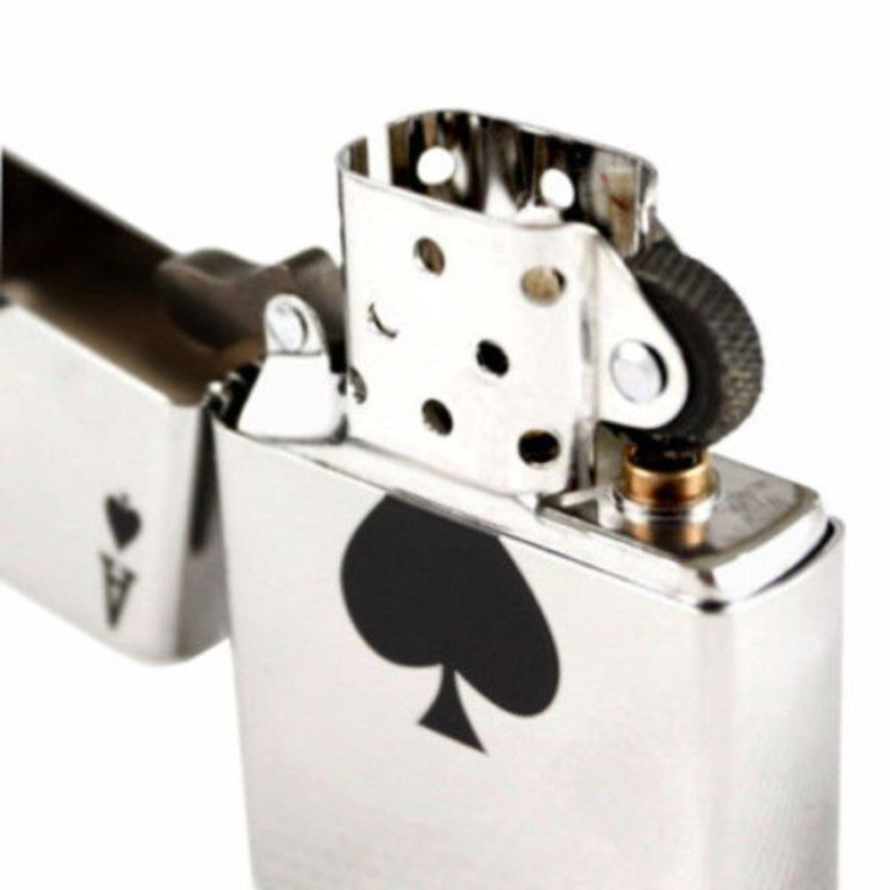 Zippo Lucky Ace Of Spades, High Polish Chrome Lighter #24011