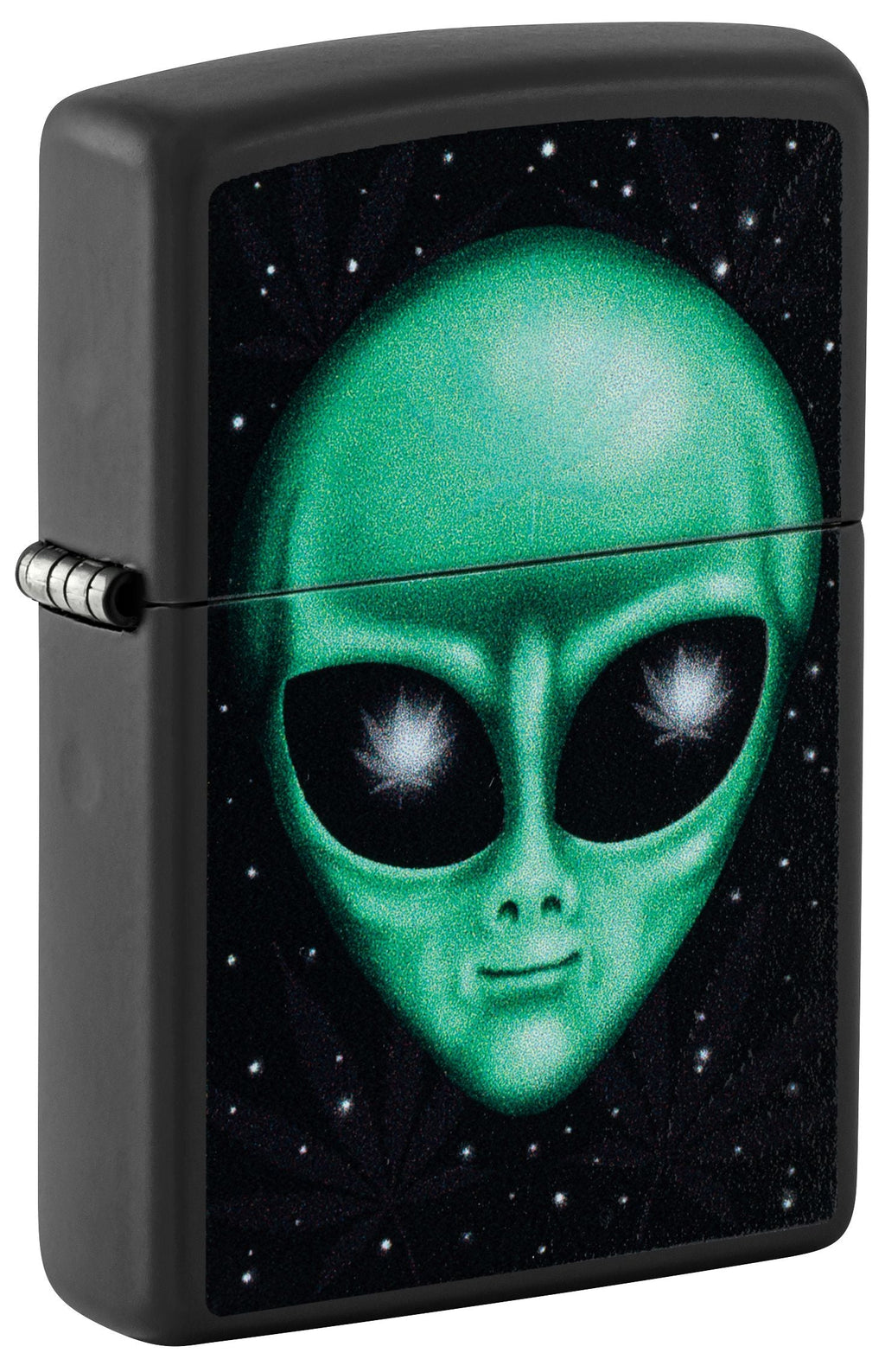 Zippo Alien Cannabis Back Light, Black Matte Lighter #46708
