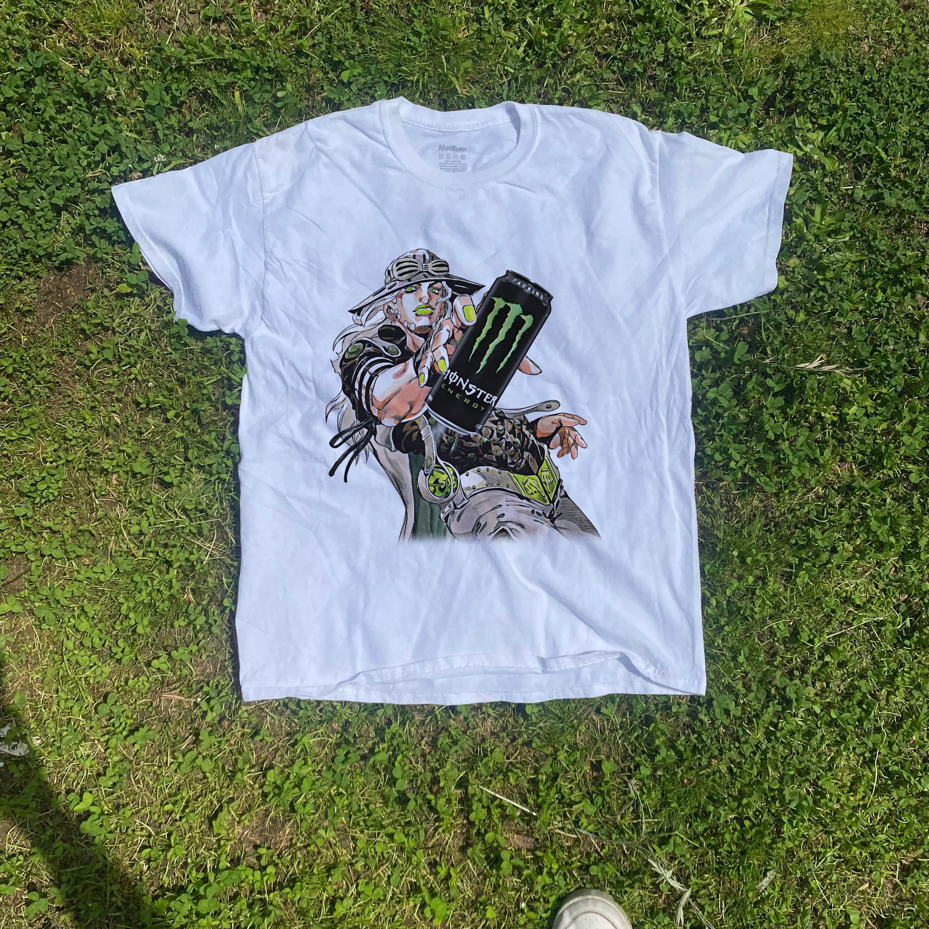 Gyro Zeppeli Monster Parody Washed White Tee