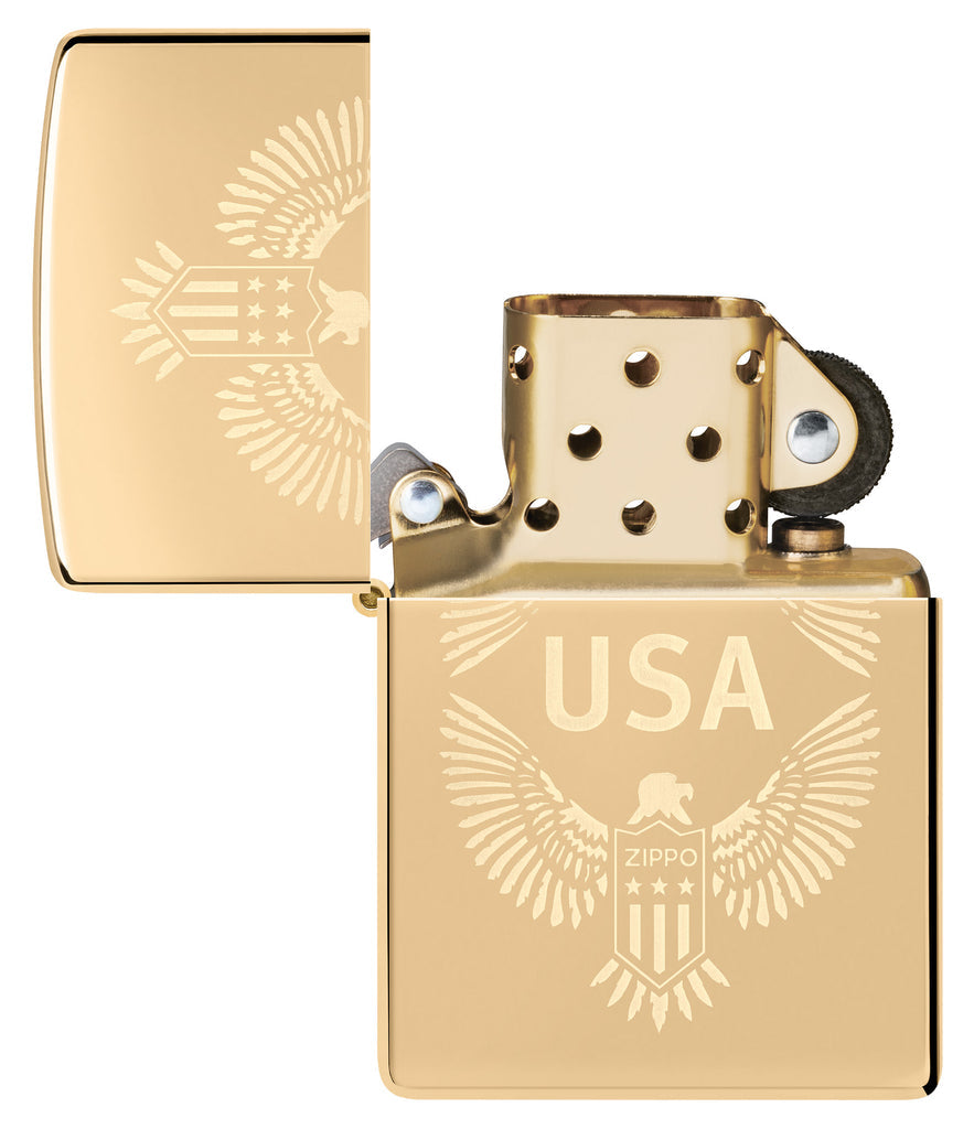 Zippo USA Patriotic, High Polish Brass Lighter #48915