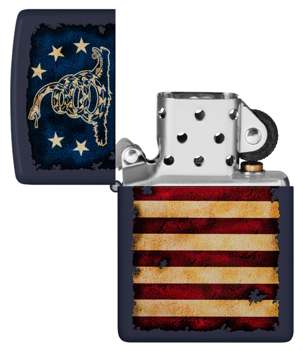 Zippo Don\'t Tread On Me Flag, Navy Matte Lighter #48554