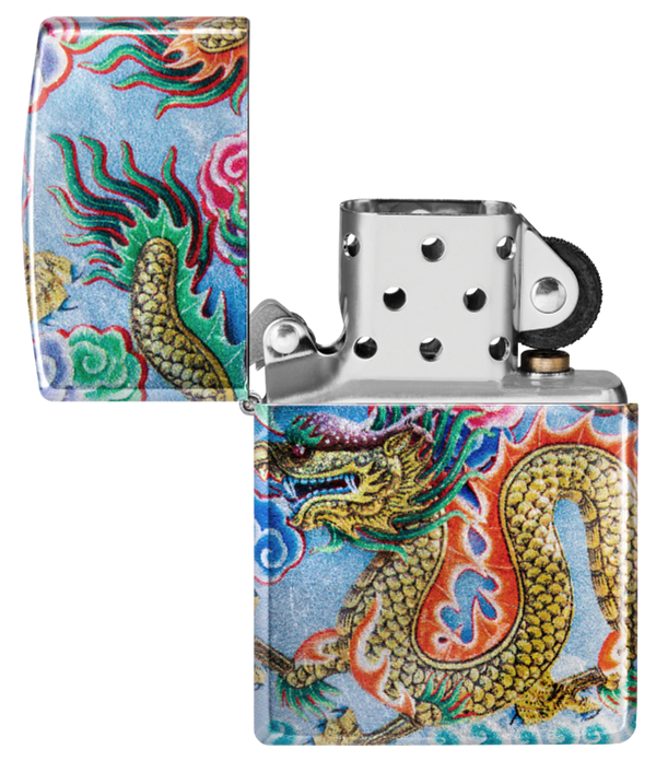 Zippo Asian Dragon, 540° Tumbled Chrome Fusion Lighter #48575