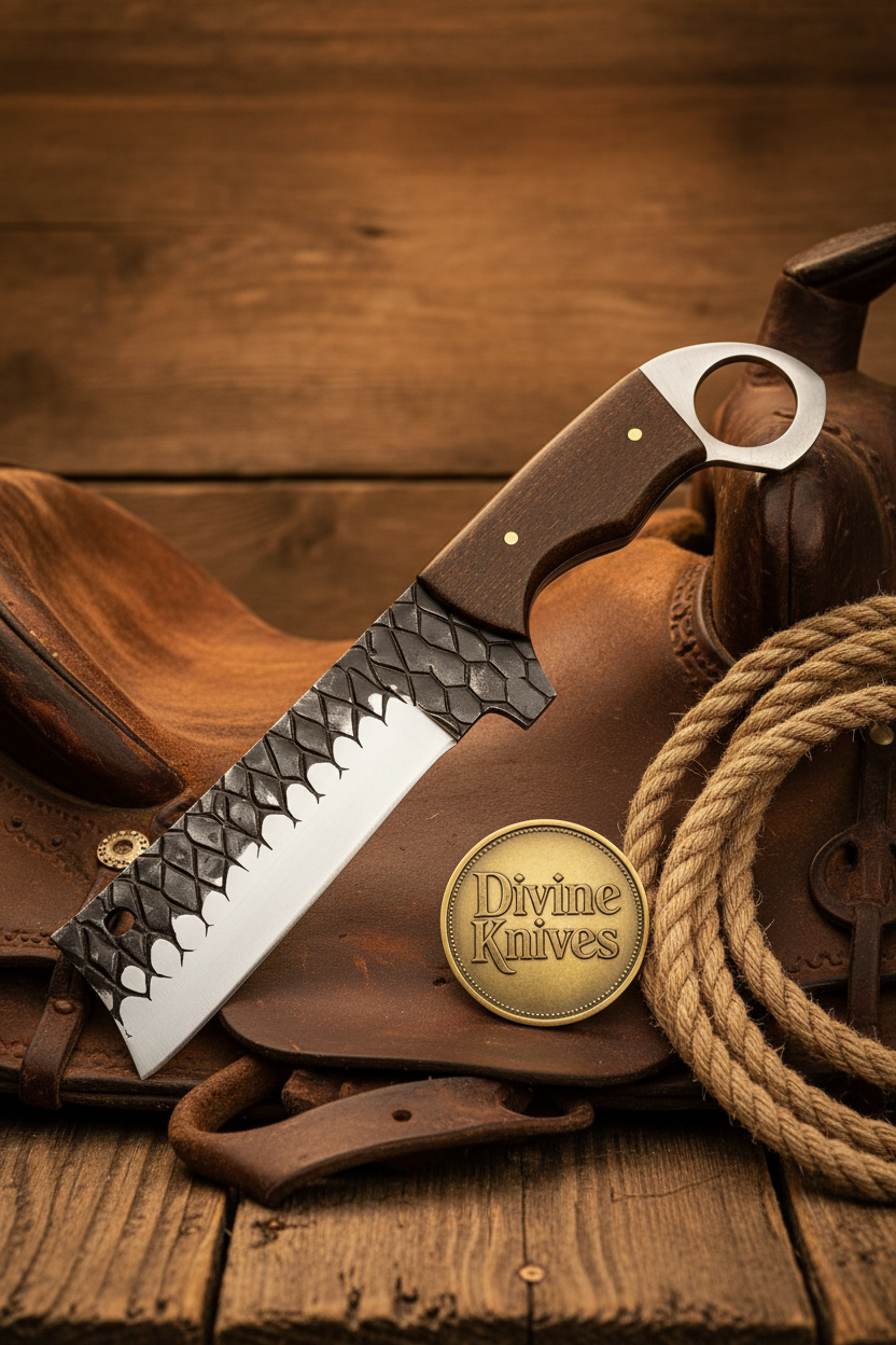 Ironwood Dragon Pattern Bull Cutter with Engraved Scale Blade
