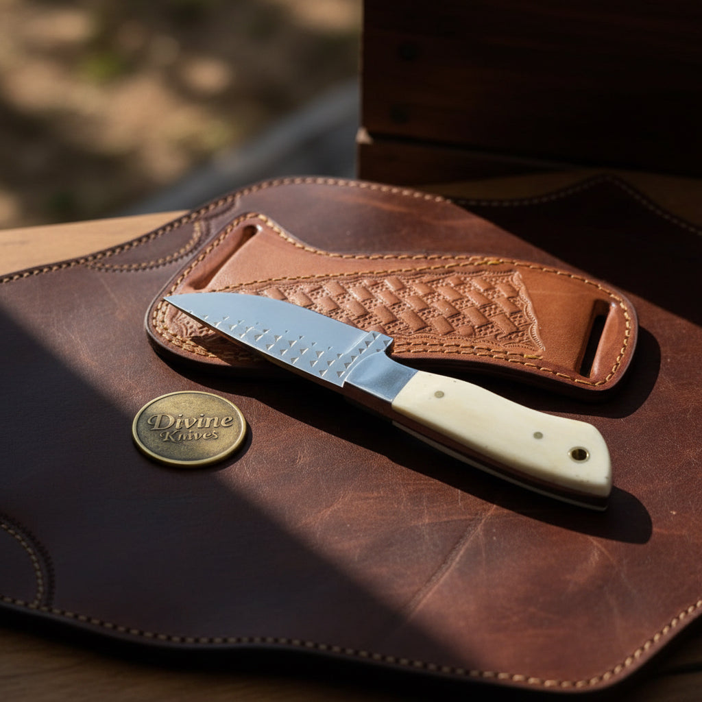 Bone Western Rasp Cowboy Knife with Rasp File Blade