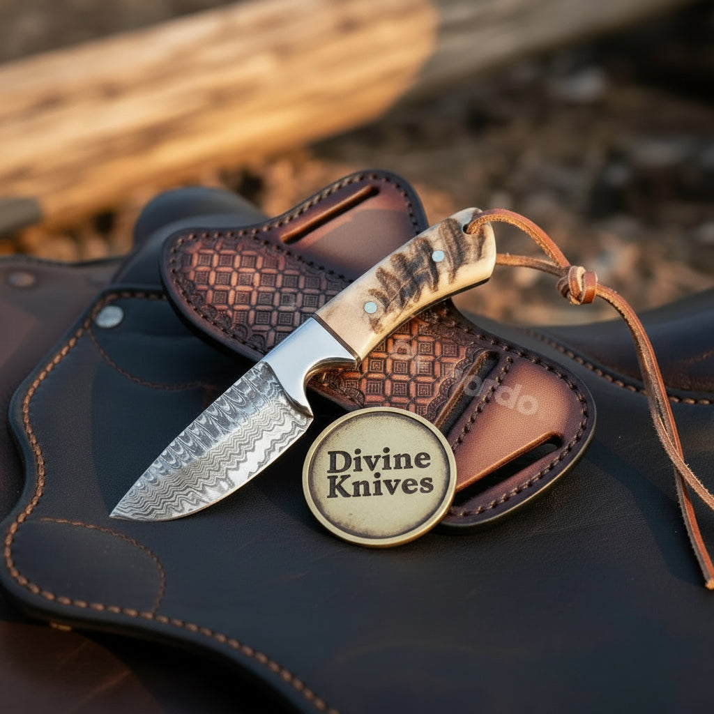 Ram Horn Wave Pattern Skinner Knife for Hunters and Outdoor Users