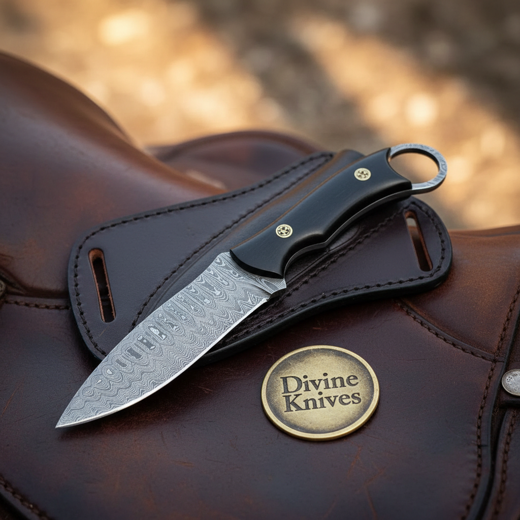 Rosewood Handle Ring Pommel Skinner Knife for Trail and Everyday Use