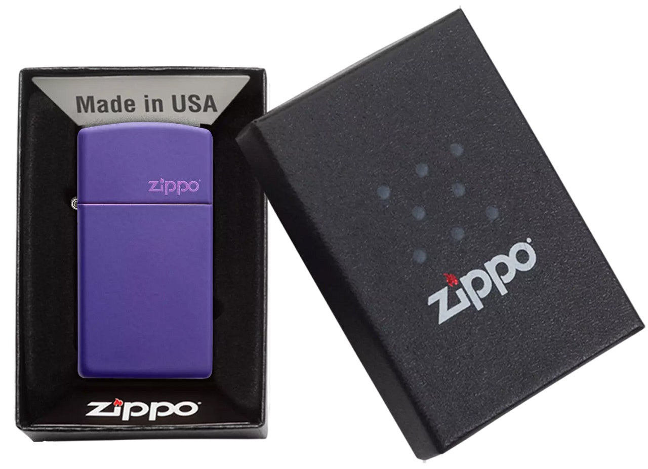 Zippo Slim Purple Matte with Logo, Lighter #1637ZL