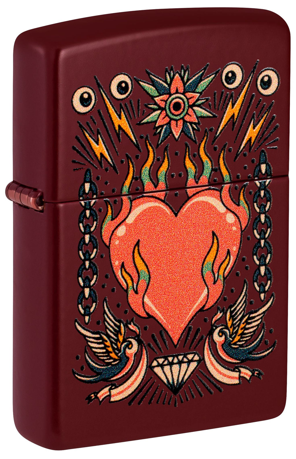 Zippo Tattoo Heart, Merlot Matte Lighter #46584