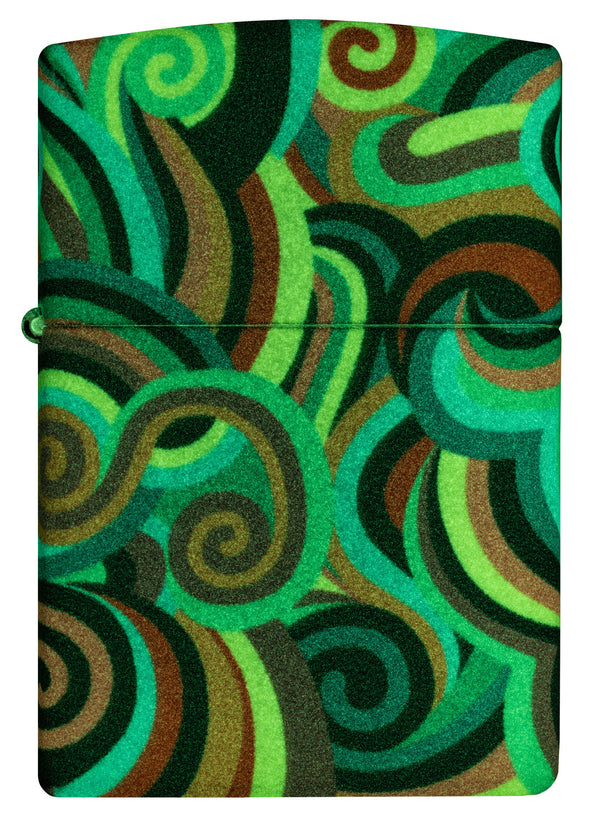 Zippo Rietveld Glowing Swirls 540°, Glow-in-the-Dark Green Lighter #46491