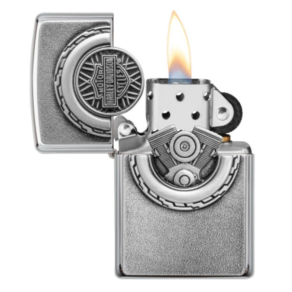 Zippo Harley-Davidson Motorcycle Wheel Emblem, Street Chrome Lighter #49175