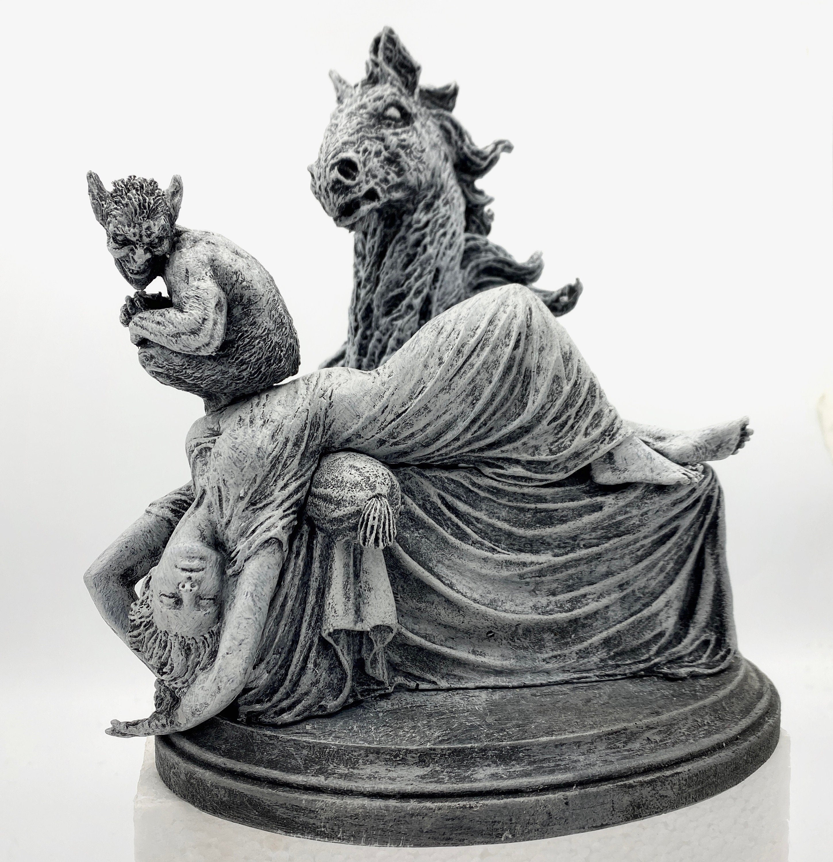 Statue of Henry Fuseli's "The Nightmare”,  Hand Painted Resin Sculpture | Victorian Gothic Figurine | Gothic Decor Dark Fantasy Gift