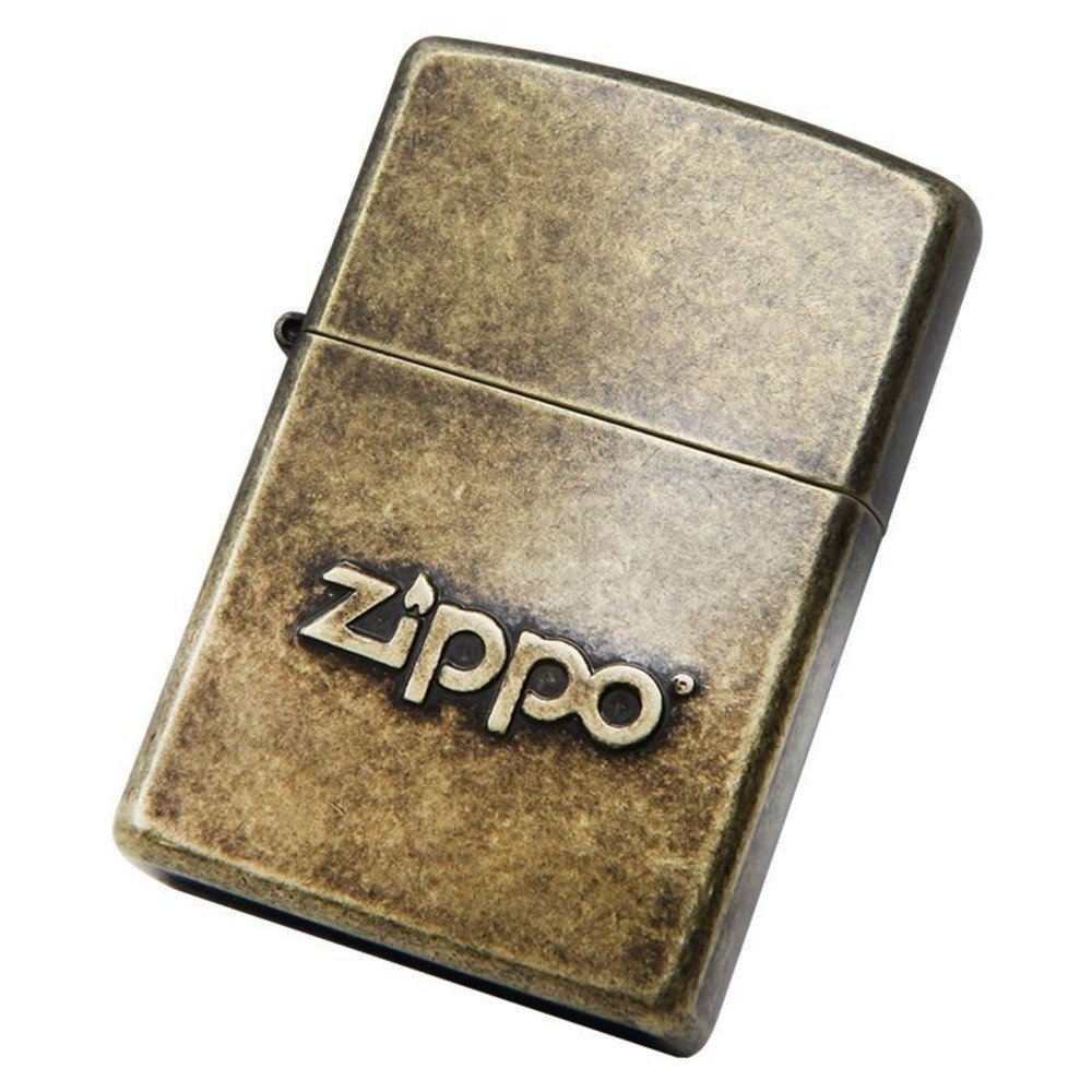 Zippo Stamped Logo, Antique Brass Lighter #28994