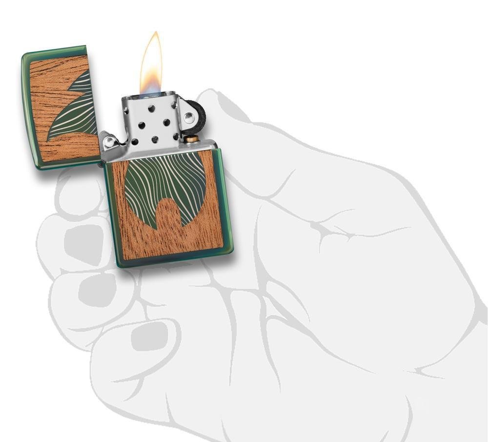 Zippo WOODCHUCK USA Large Flame, High Polish Green Lighter #49057