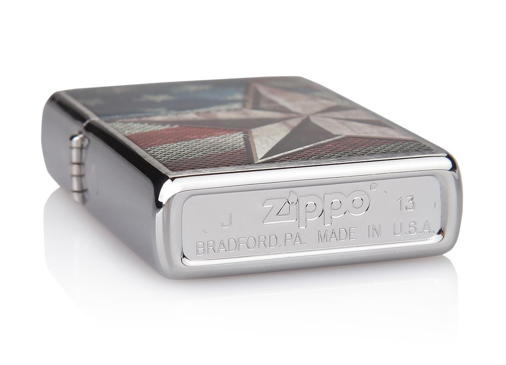 Zippo Retro Star and Flag, Brushed Chrome Lighter #28653