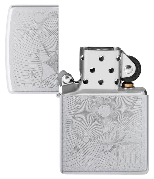 Zippo Atomic Cosmos, Satin Chrome Lighter #46724