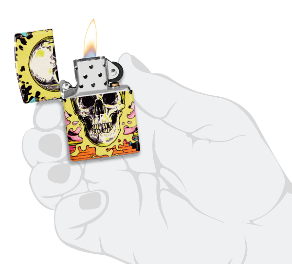 Zippo Glow-in-the-Dark Green Skull, 540° Color Lighter #48640
