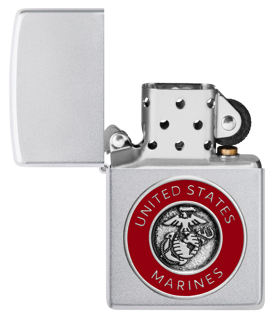Zippo United States Marines Corps Sating Chrome, Satin Chrome Lighter #48974