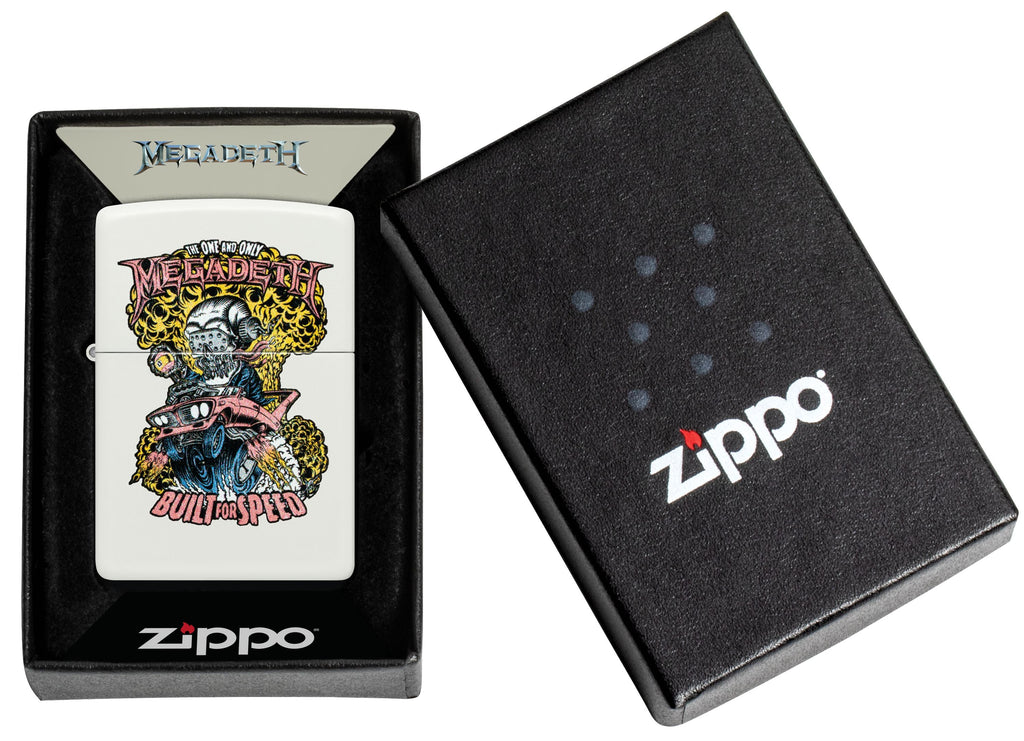 Zippo Megadeth Built for Speed, White Matte Lighter #47237